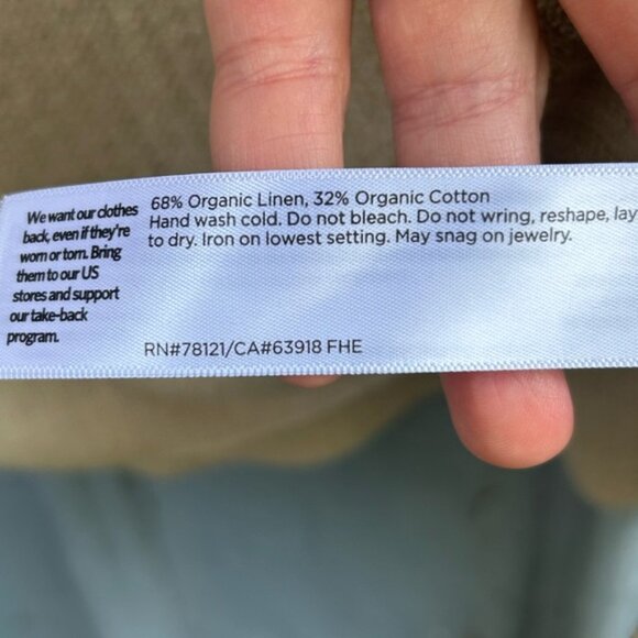 Eileen Fisher Taupe Linen Cotton Short Sleeve Cardigan, size Large - Picture 9 of 9